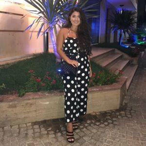 Polka Dot Tie Back Jumpsuit